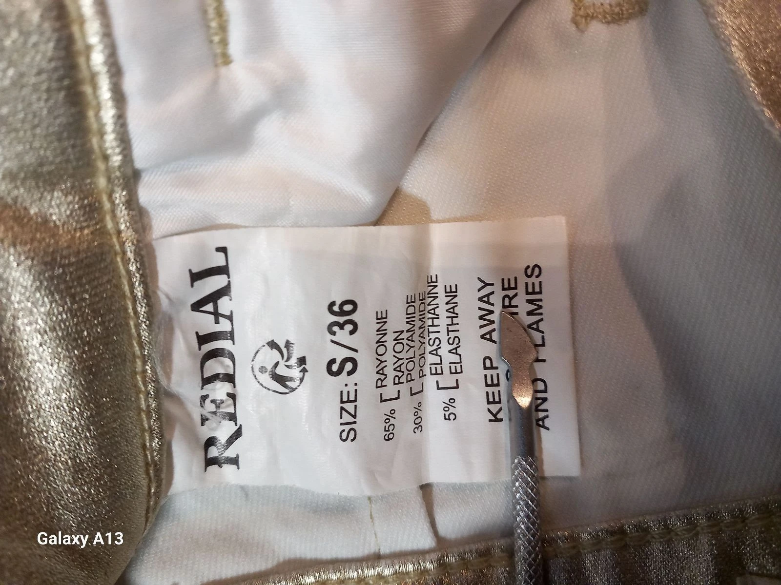 Gouden metallic denim lange rok Redial – Maat S / 36 – photo 4